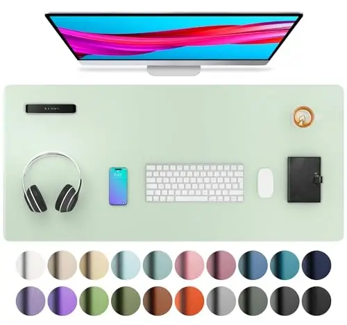 Aothia Large PU Leather Desk Pad Protector – Non-Slip Mouse Pad & Writing Mat for Office/Home, Waterproof, Easy to Clean (36