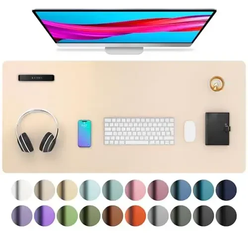 Aothia Large PU Leather Desk Pad Protector – Non-Slip Mouse Pad & Writing Mat for Office/Home, Waterproof, Easy to Clean (36