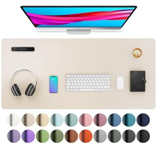 Aothia Large PU Leather Desk Pad Protector – Non-Slip Mouse Pad & Writing Mat for Office/Home, Waterproof, Easy to Clean (36