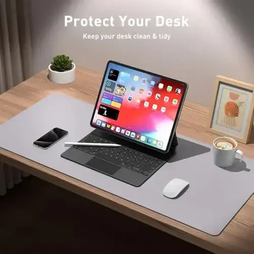 Aothia Large PU Leather Desk Pad Protector - Non-Slip Mouse Pad & Writing Mat for Office/Home, Waterproof, Easy to Clean (36
