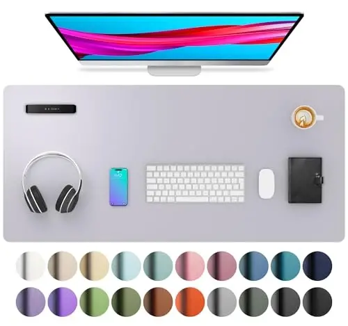 Aothia Large PU Leather Desk Pad Protector - Non-Slip Mouse Pad & Writing Mat for Office/Home, Waterproof, Easy to Clean (36