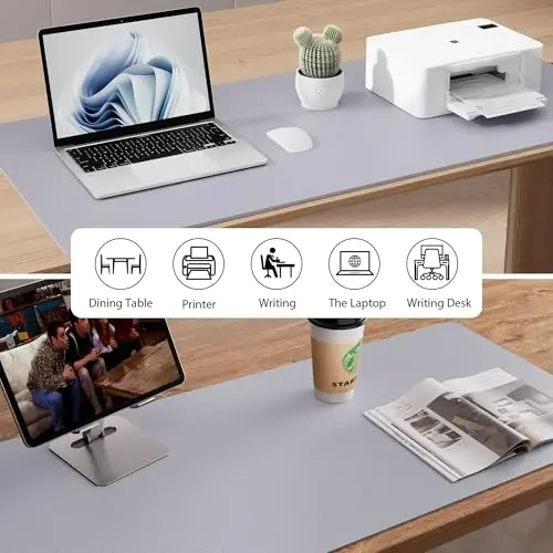 Aothia Large PU Leather Desk Pad Protector - Non-Slip Mouse Pad & Writing Mat for Office/Home, Waterproof, Easy to Clean (36