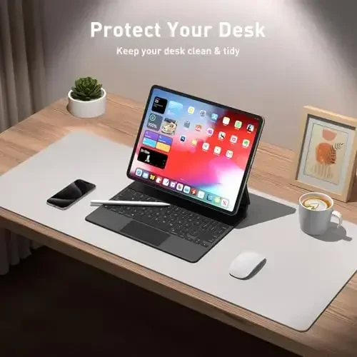 Aothia Large PU Leather Desk Pad Protector – Non-Slip Mouse Pad & Writing Mat for Office/Home, Waterproof, Easy to Clean (48