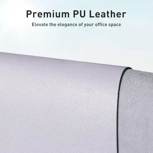 Aothia Large PU Leather Desk Pad Protector – Non-Slip Mouse Pad & Writing Mat for Office/Home, Waterproof, Easy to Clean (Soft Lavender, 23.6