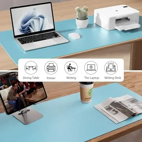 Aothia Large PU Leather Desk Pad Protector – Non-Slip Mouse Pad & Writing Mat for Office/Home, Waterproof, Easy to Clean(23.6