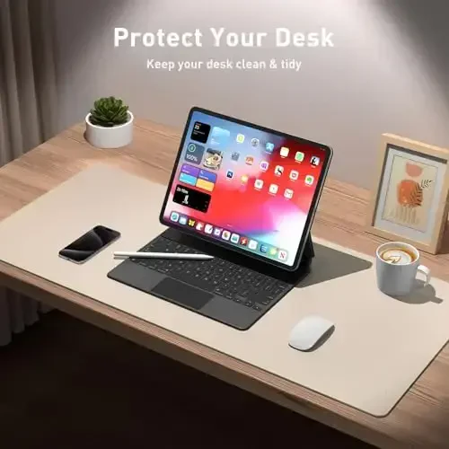 Aothia Large PU Leather Desk Pad Protector – Non-Slip Mouse Pad & Writing Mat for Office/Home, Waterproof, Easy to Clean(48