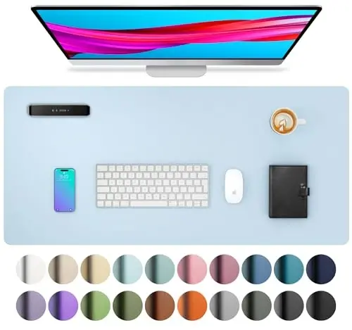 Aothia Leather Desk Pad Protector, Mouse Pad, Office Desk Mat, Non-Slip PU Leather Desk Blotter, Laptop Desk Pad, Waterproof Desk Writing Pad for Office and Home (23.6