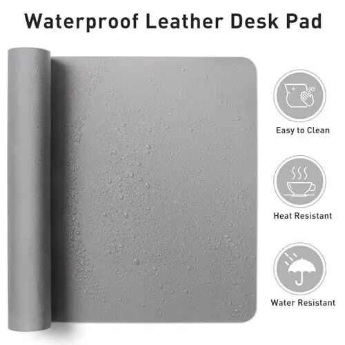 Aothia Leather Desk Pad Protector, Mouse Pad, Office Desk Mat, Non-Slip PU Leather Desk Blotter, Laptop Desk Pad, Waterproof Desk Writing Pad for Office and Home (23.6