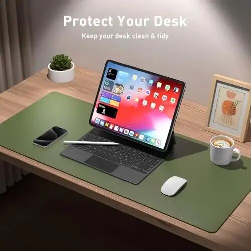 Aothia Leather Desk Pad Protector, Mouse Pad, Office Desk Mat, Non-Slip PU Leather Desk Blotter, Laptop Desk Pad, Waterproof Desk Writing Pad for Office and Home (31.5
