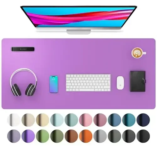 Aothia Leather Desk Pad Protector, Mouse Pad, Office Desk Mat, Non-Slip PU Leather Desk Blotter, Laptop Desk Pad, Waterproof Desk Writing Pad for Office and Home (36