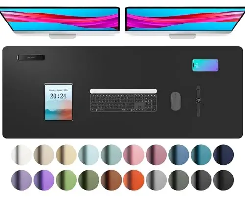 Aothia Leather Desk Pad Protector, Mouse Pad, Office Desk Mat, Non-Slip PU Leather Desk Blotter, Laptop Desk Pad, Waterproof Desk Writing Pad for Office and Home (48