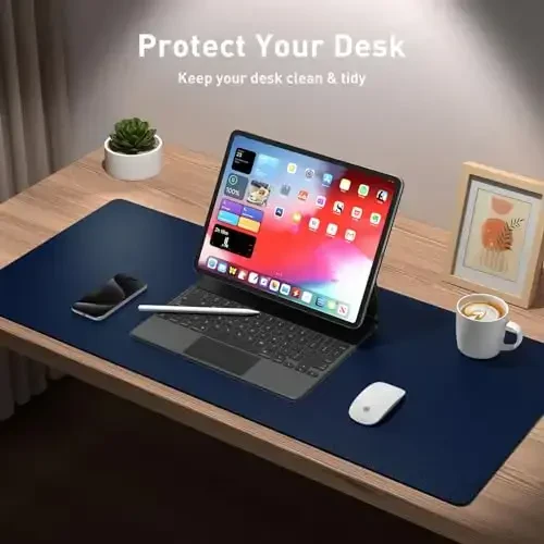 Aothia Leather Desk Pad Protector, Mouse Pad, Office Desk Mat, Non-Slip PU Leather Desk Blotter, Laptop Desk Pad, Waterproof Desk Writing Pad for Office and Home (48