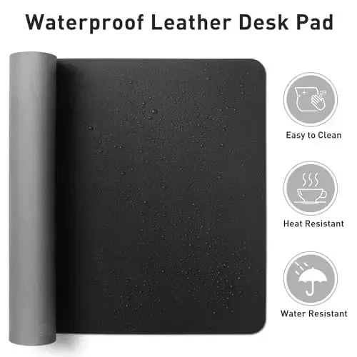 Aothia Leather Desk Pad Protector, Mouse Pad, Office Desk Mat, Non-Slip PU Leather Desk Blotter, Laptop Desk Pad, Waterproof Desk Writing Pad for Office and Home (Black,36