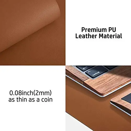 Aothia Leather Desk Pad Protector, Mouse Pad, Office Desk Mat, Non-Slip PU Leather Desk Blotter, Laptop Desk Pad, Waterproof Desk Writing Pad for Office and Home (Brown,36