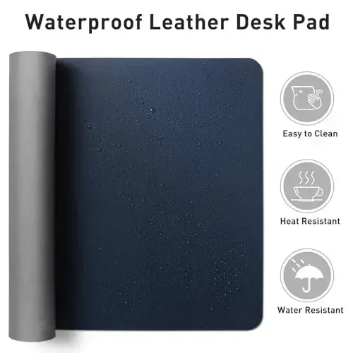Aothia Leather Desk Pad Protector, Mouse Pad, Office Desk Mat, Non-Slip PU Leather Desk Blotter, Laptop Desk Pad, Waterproof Desk Writing Pad for Office and Home (Dark Blue,23.6