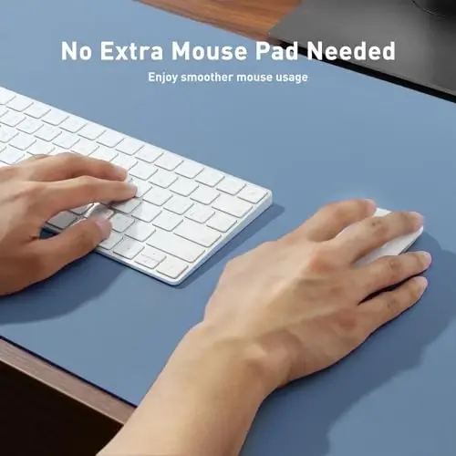 Aothia Leather Desk Pad Protector, Mouse Pad, Office Desk Mat, Non-Slip PU Leather Desk Blotter, Laptop Desk Pad, Waterproof Desk Writing Pad for Office and Home (Denim Blue, 36
