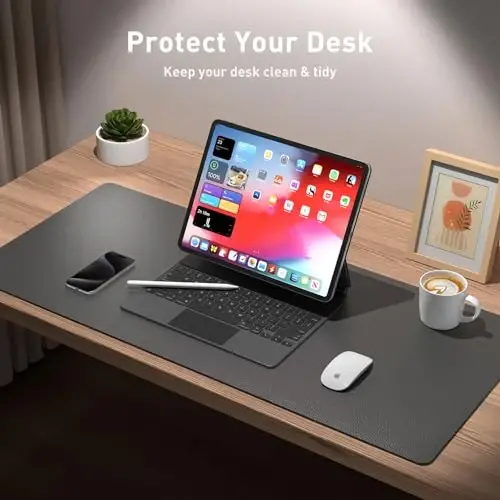 Aothia Leather Desk Pad Protector, Mouse Pad, Office Desk Mat, Non-Slip PU Leather Desk Blotter, Laptop Desk Pad, Waterproof Desk Writing Pad for Office and Home (Gray,36