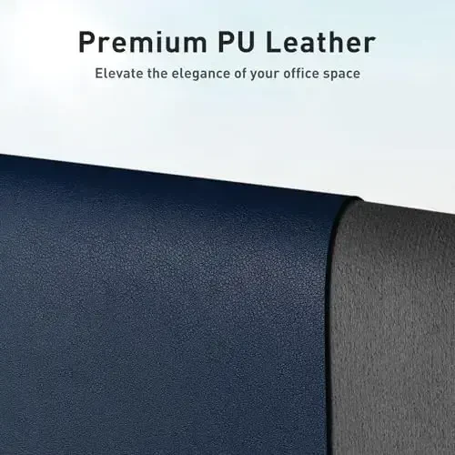 Aothia Leather Desk Pad Protector, Mouse Pad & Office Mat - Non-Slip PU Leather Desk Blotter, Laptop & Writing Pad - Waterproof for Office & Home (Dark Blue, 36