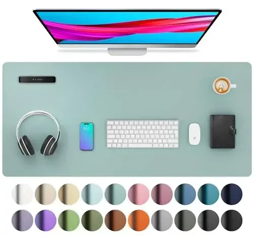 Aothia Leather Desk Pad Protector, Mouse Pad,Office Desk Mat, Non-Slip PU Leather Desk Blotter, Laptop Desk Pad, Waterproof Desk Writing Pad for Office and Home (36