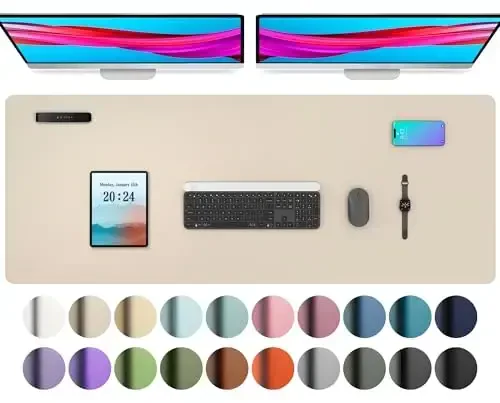 Aothia Leather Desk Pad Protector, Office Desk Mat, Large Mouse Pad, Non-Slip PU Leather Desk Blotter, Laptop Desk Pad, Waterproof Desk Writing Pad for Office and Home (48