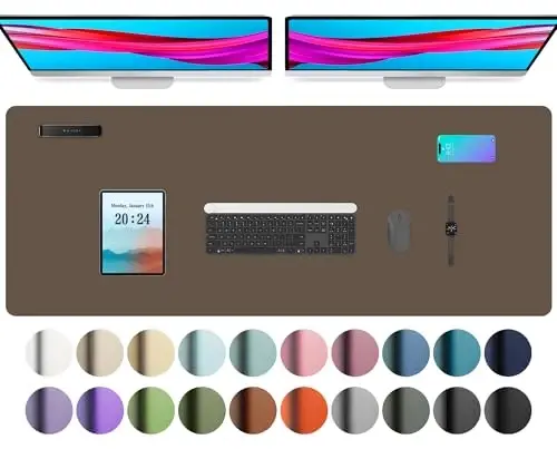 Aothia Leather Desk Pad Protector, Office Desk Mat, Large Mouse Pad, Non-Slip PU Leather Desk Blotter, Laptop Desk Pad, Waterproof Desk Writing Pad for Office and Home (48