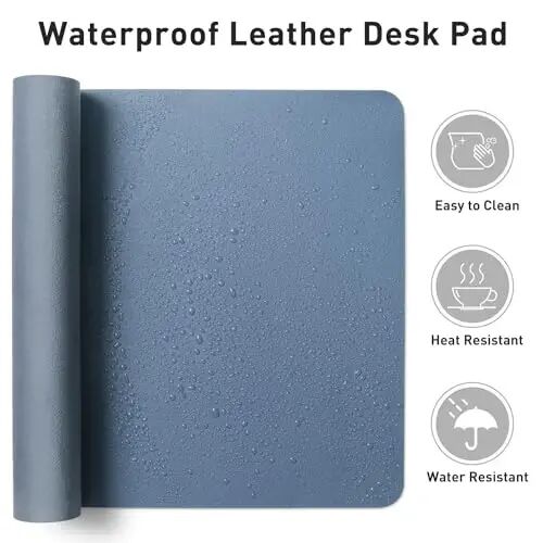 Aothia Leather Desk Pad Protector, Office Desk Mat, Large Mouse Pad, Non-Slip PU Leather Desk Blotter, Laptop Desk Pad, Waterproof Desk Writing Pad for Office and Home (48