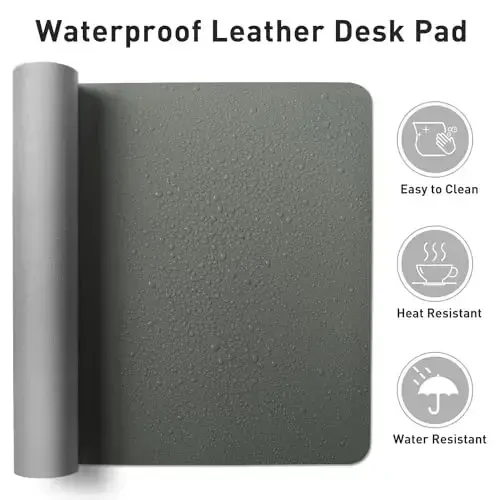 Aothia Leather Desk Pad Protector, Office Desk Mat, Large Mouse Pad, Non-Slip PU Leather Desk Blotter, Laptop Desk Pad, Waterproof Desk Writing Pad for Office and Home (Jungle Green, 31.5