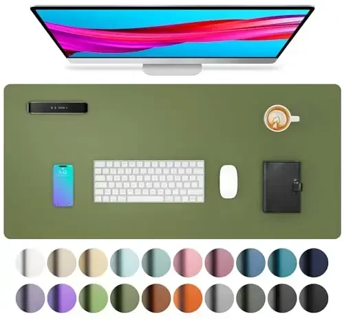 Aothia Desk Protector Mat, Mouse Pad, Non-Slip Waterproof PU Leather Desk Blotter, Laptop, Writing for Office and Home (23.6