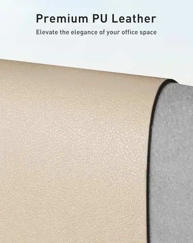 Aothia Faux Leather Desk Mat - Large Mouse Pad, Non-Slip PU Leather Blotter, Waterproof Writing Surface for Office and Home (Beige, 63