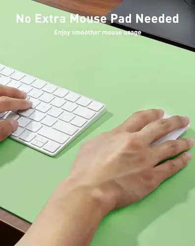 Aothia Faux Leather Desk Mat - Large Mouse Pad, Non-Slip PU Leather Blotter, Waterproof Writing Surface for Office and Home (Foam Green, 40