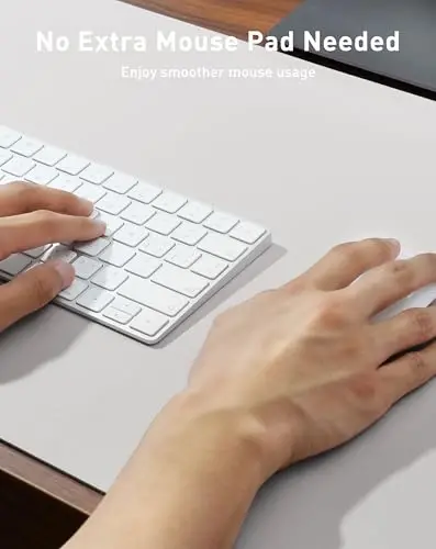 Aothia Faux Leather Desk Mat - Large Mouse Pad, Non-Slip PU Leather Blotter, Waterproof Writing Surface for Office and Home (Pale Lavender White, 42