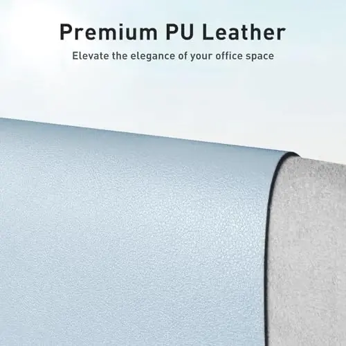Aothia Faux Leather Desk Mat – Large Mouse Pad, Non-Slip PU Leather Blotter, Waterproof Writing Surface for Office and Home (Baby Blue, 47.2