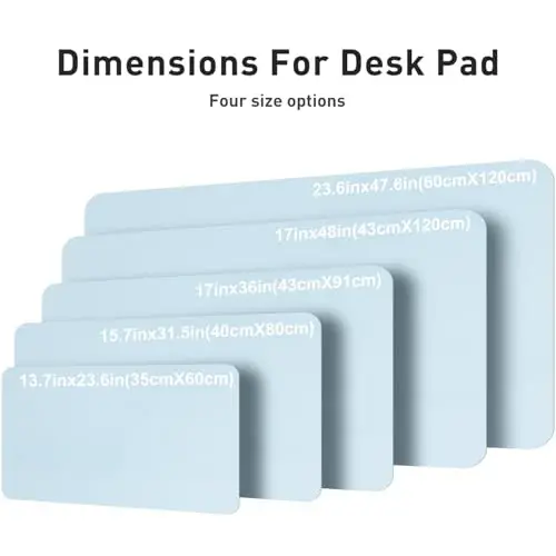 Aothia Faux Leather Desk Mat – Large Mouse Pad, Non-Slip PU Leather Blotter, Waterproof Writing Surface for Office and Home (Baby Blue, 47.2