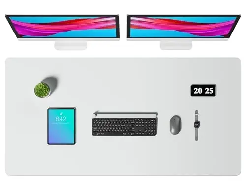 Aothia Faux Leather Desk Mat – Large Mouse Pad, Non-Slip PU Leather Blotter, Waterproof Writing Surface for Office and Home (Aqua, 47.2