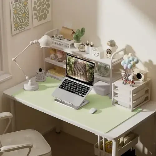 Aothia Faux Leather Desk Mat – Large Mouse Pad, Non-Slip PU Leather Blotter, Waterproof Writing Surface for Office and Home (Grass Green, 47.2