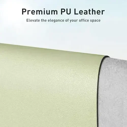 Aothia Faux Leather Desk Mat – Large Mouse Pad, Non-Slip PU Leather Blotter, Waterproof Writing Surface for Office and Home (Grass Green, 47.2