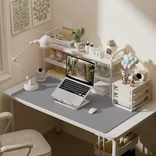 Aothia sun'iy charm stol mat - katta sichqoncha paneli, sirpanmaydigan PU charm qog'oz, ofis va uy uchun suv o'tkazmaydigan yozuv yuzasi (Aqua, 47.2