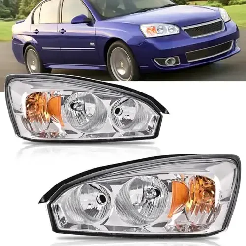 A&P For 2004-2007 Chevy Malibu, 08 Chevy Malibu Classic Headlights Headlamp Assembly Replacement Driver and Passenger Side, Chrome - 1