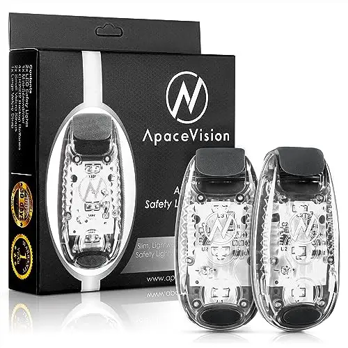 Apace Vision LED Safety Light (2 Pack) with Bonus Items – Clip On Strobe/Running Lights for Runners, Dogs, Bikes, Walking and More - 1