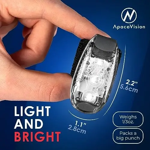 Apace Vision LED Safety Light (2 Pack) with Bonus Items – Clip On Strobe/Running Lights for Runners, Dogs, Bikes, Walking and More - 4