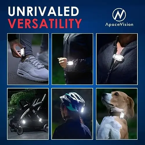 Apace Vision LED Safety Light (2 Pack) with Bonus Items – Clip On Strobe/Running Lights for Runners, Dogs, Bikes, Walking and More - 5
