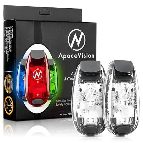 Apace Vision LED Safety Light (2 Pack) with Bonus Items – Clip On Strobe/Running Lights for Runners, Dogs, Bikes, Walking and More - APACE