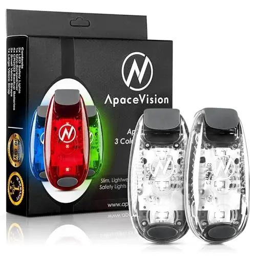 Apace Vision LED Safety Light (2 Pack) with Bonus Items – Clip On Strobe/Running Lights for Runners, Dogs, Bikes, Walking and More - 1