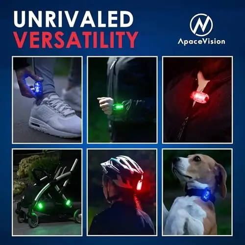 Apace Vision LED Safety Light (2 Pack) with Bonus Items – Clip On Strobe/Running Lights for Runners, Dogs, Bikes, Walking and More - 6