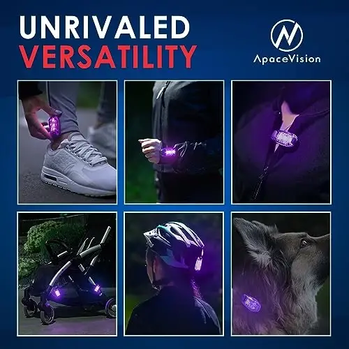 Apace Vision LED Safety Light (2 Pack) with Bonus Items – Clip On Strobe/Running Lights for Runners, Dogs, Bikes, Walking and More - 5