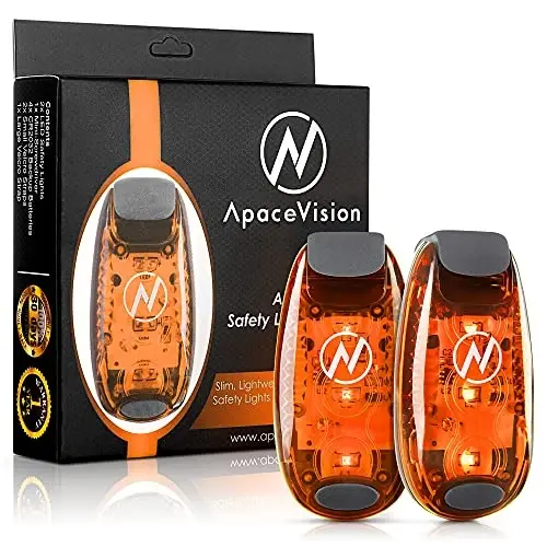 Apace Vision LED Safety Light (2 Pack) with Bonus Items – Clip On Strobe/Running Lights for Runners, Dogs, Bikes, Walking and More - 1