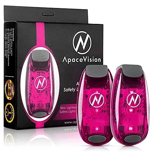 Apace Vision LED Safety Light (2 Pack) with Bonus Items – Clip On Strobe/Running Lights for Runners, Dogs, Bikes, Walking and More - APACE