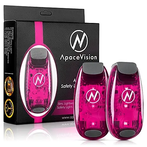 Apace Vision LED Safety Light (2 Pack) with Bonus Items – Clip On Strobe/Running Lights for Runners, Dogs, Bikes, Walking and More - 1