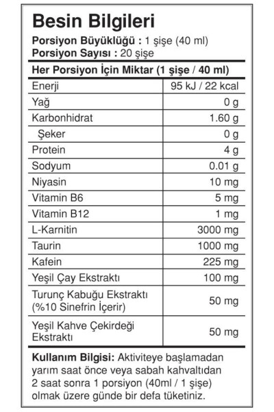 Apelsin ta'mli Thermo Nator L-Karnitin 20 ampula L-karnitin 3000 Mg - 2