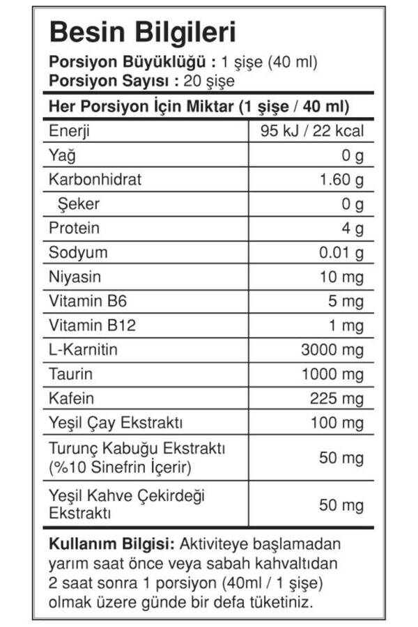 Apelsin ta'mli Thermo Nator L-Karnitin 20 ampula L-karnitin 3000 Mg - 2